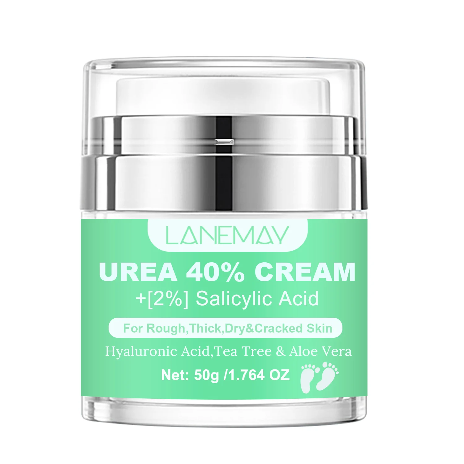 40% Urea Cream for Cracked Heels and Rough Skin, Intensive Repair with 2% Salicylic Acid - 50g