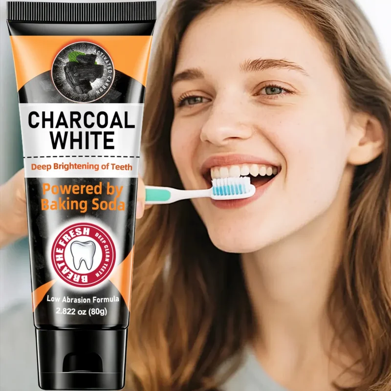 activated-charcoal-toothpaste-baking-soda-whitening-spu1011100106652-1 Activated Charcoal Toothpaste with Baking Soda - Deep Brightening Low Abrasion Formula - Fresh Breath & Enamel Safe (80g)