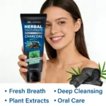 Activated Charcoal Whitening Toothpaste for Deep Cleaning & Stain Removal, Cool Mint, 80g