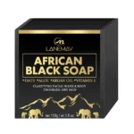 African Black Soap for Face and Body - Clarifying Cleanser with Argan Oil, Aloe, and Vitamin E for Troubled & Dry Skin (100g)