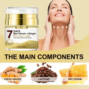 Bee Venom Ginger Firming Cream for Face & Body Skin Tightening & Lifting with Collagen - 50g
