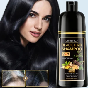 Black Hair Shampoo 3-in-1 Instant Hair Dye for Gray Coverage with Natural Argan Oil 500ml