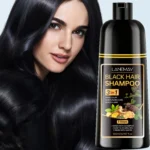 Black Hair Shampoo 3-in-1 Instant Hair Dye for Gray Coverage and Moisturizing Care, 500ml