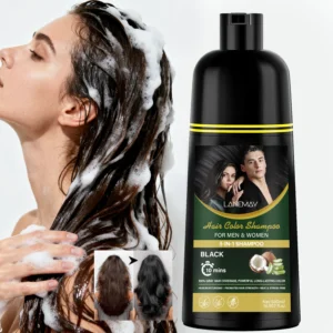 Black Hair Shampoo 3-in-1 Instant Hair Dye for 100% Gray Coverage 500ml