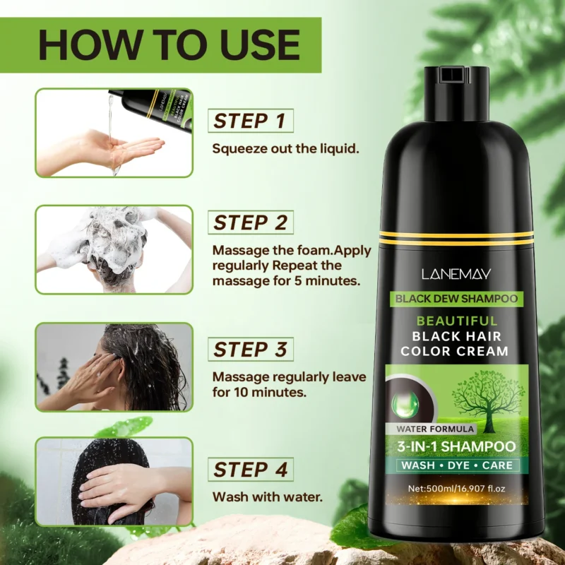 Black Hair Shampoo Lanemay 3in1 Spu977707754065 3