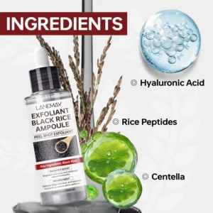 Black Rice Ampoule Serum for Skin Brightening and Deep Hydration - 100ml Skin Resurfacing Essence with Rice Peptides