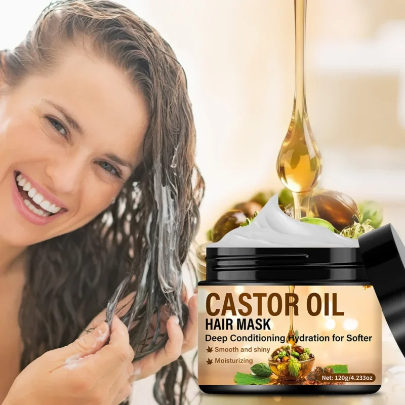 Castor Oil Hair Mask for Deep Conditioning and Frizz Control - LANEMAY Smoothing Repair Treatment (120g)
