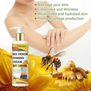 Ginger Bee Venom Firming Cream - Hot Massage Body Tightening & Sweat Enhancing Formula - 100ml