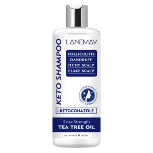Ketoconazole Anti-Dandruff Shampoo for Folliculitis & Itchy Scalp Relief - Extra Strength Formula with Tea Tree Oil (300ml)