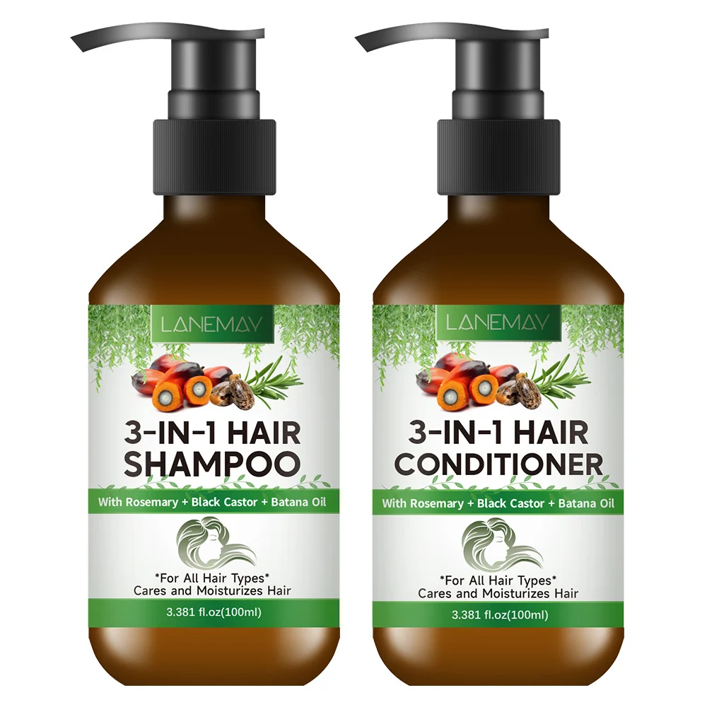 3-in-1 Hair Shampoo & Conditioner with Rosemary, Black Castor & Batana Oil - Deep Cleaning & Moisturizing Hair Care (100ml)