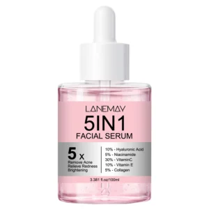 5 in 1 Facial Serum - LANEMAY Vitamin C, Niacinamide & Hyaluronic Acid Anti-Aging Essence with Collagen (100ml)