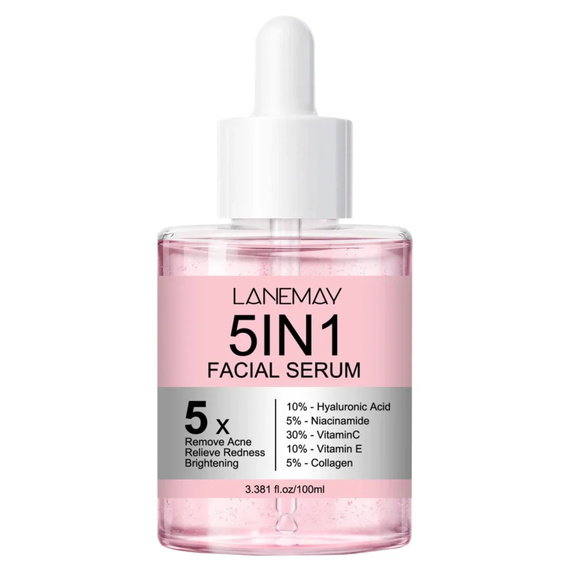5 in 1 Facial Serum - LANEMAY Vitamin C, Niacinamide & Hyaluronic Acid Anti-Aging Essence with Collagen (100ml)