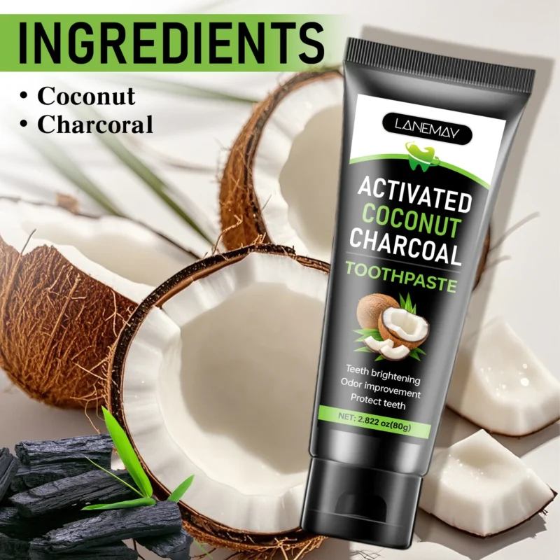 lanemay-activated-charcoal-coconut-toothpaste-80g-spu1010486459021-1 Activated Charcoal Toothpaste - LANEMAY Coconut Oil Teeth Whitening & Fresh Breath Formula (80g)