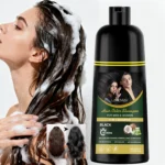 Black Hair Dye Shampoo 3-in-1 Instant Gray Coverage Herbal Formula with Ginseng & Argan Oil 500ml