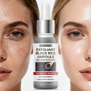 Black Rice Exfoliating Ampoule Serum - LANEMAY Gentle Peel Shot for Radiance & Nourishment (30ml)