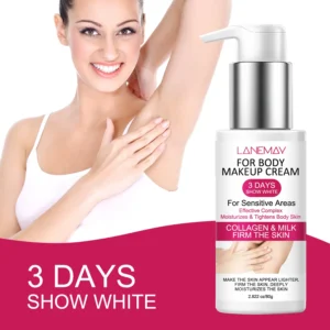 Collagen Milk Whitening Body Cream - LANEMAY Instant Tone-Up & Firming Lotion for Sensitive Areas (Underarms, Knees, Elbows) - 80g