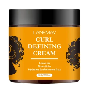 Curl Defining Cream Leave-in - LANEMAY Anti-Frizz Styling Moisturizer for Wavy & Coily Hair with Argan Oil (200g)