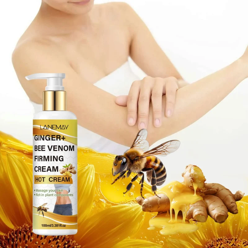 Ginger Bee Venom Firming Cream - Hot Massage Body Care for Skin Tightening & Workout Enhancement (100ml)