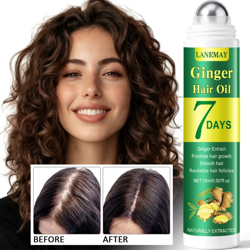 Ginger Hair Growth Oil - LANEMAY 7-Day Rapid Scalp Treatment with Vitamin E & Natural Extracts (15ml)