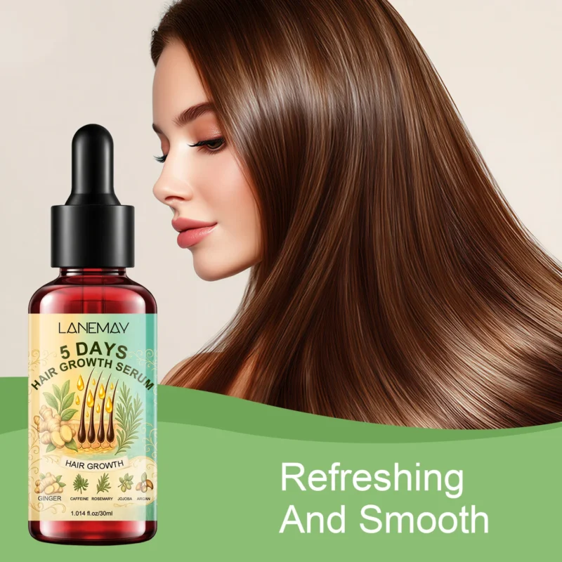 Ginger Hair Growth Serum 30ml Anti-Hair Loss Essential Oil with Caffeine & Rosemary for Stronger Roots