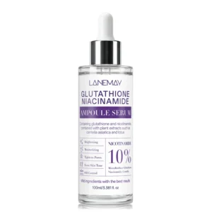 LANEMAY Glutathione Niacinamide Ampoule Serum 100ml - Brightening & Pore Tightening Facial Essence with Centella Asiatica for Even Skin Tone