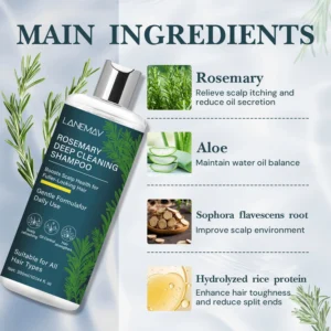 Rosemary Deep Cleaning Shampoo - Volumizing Scalp Treatment for Oily & Itchy Hair with Hydrolyzed Rice Protein (300ml)
