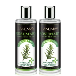 Rosemary Keratin Shampoo and Conditioner Set - LANEMAY Hair Growth & Repair Treatment for Smooth, Fluffy Hair (2 x 300ml)