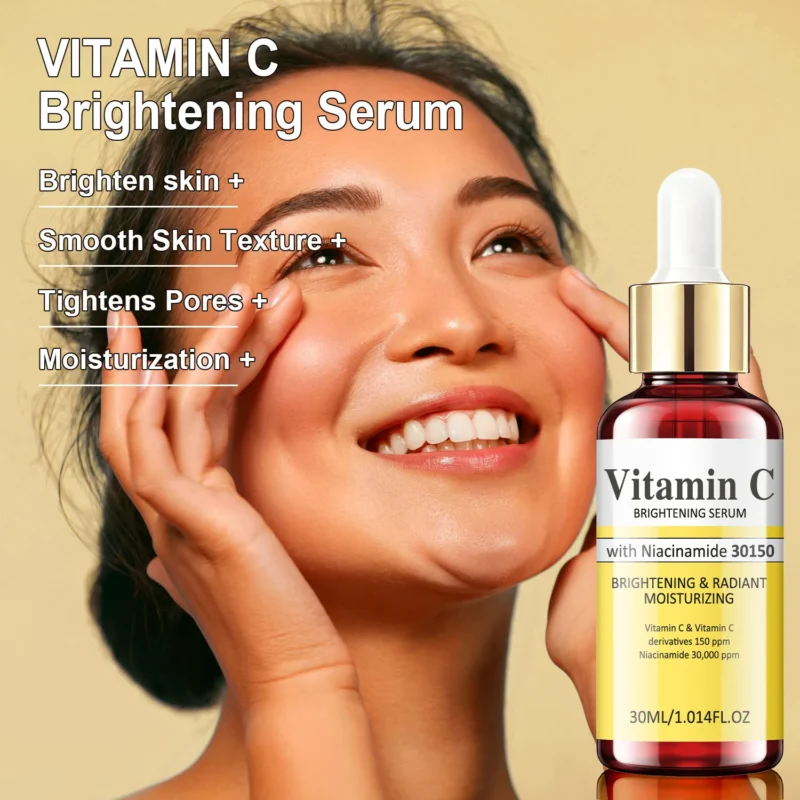 Vitamin C Brightening Serum with Niacinamide - Hydrating Facial Essence for Dark Spots, Pore Tightening & Radiant Skin (30ml)