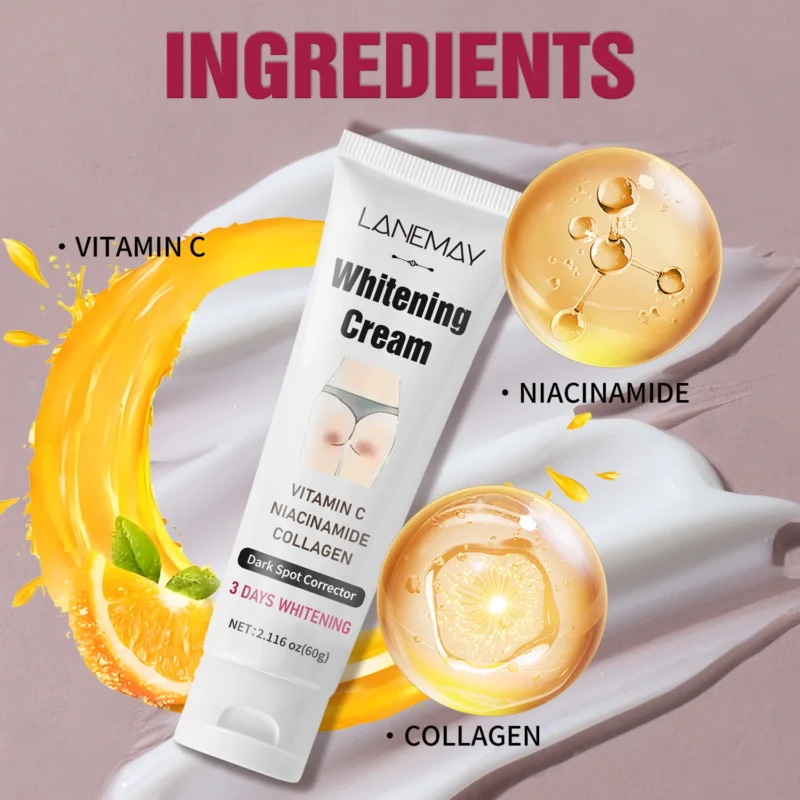 Whitening Cream LANEMAY Vitamin C Niacinamide Collagen Dark Spot Corrector for Underarms & Thighs 60g