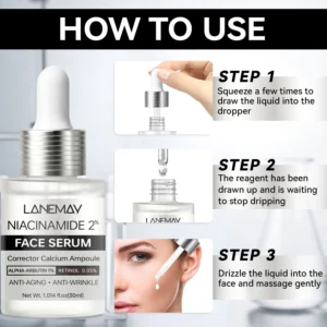 Niacinamide Face Serum 2% Brightening & Anti-Aging Essence with 1% Alpha-Arbutin & Retinol - 30ml