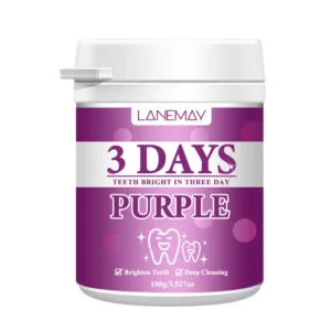 Purple Tooth Powder for Teeth Whitening and Deep Cleaning with Baking Soda & Mint