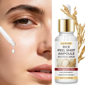 Rice Exfoliating Ampoule Serum - LANEMAY Black Rice Nourishing & Brightening Facial Essence 30ml