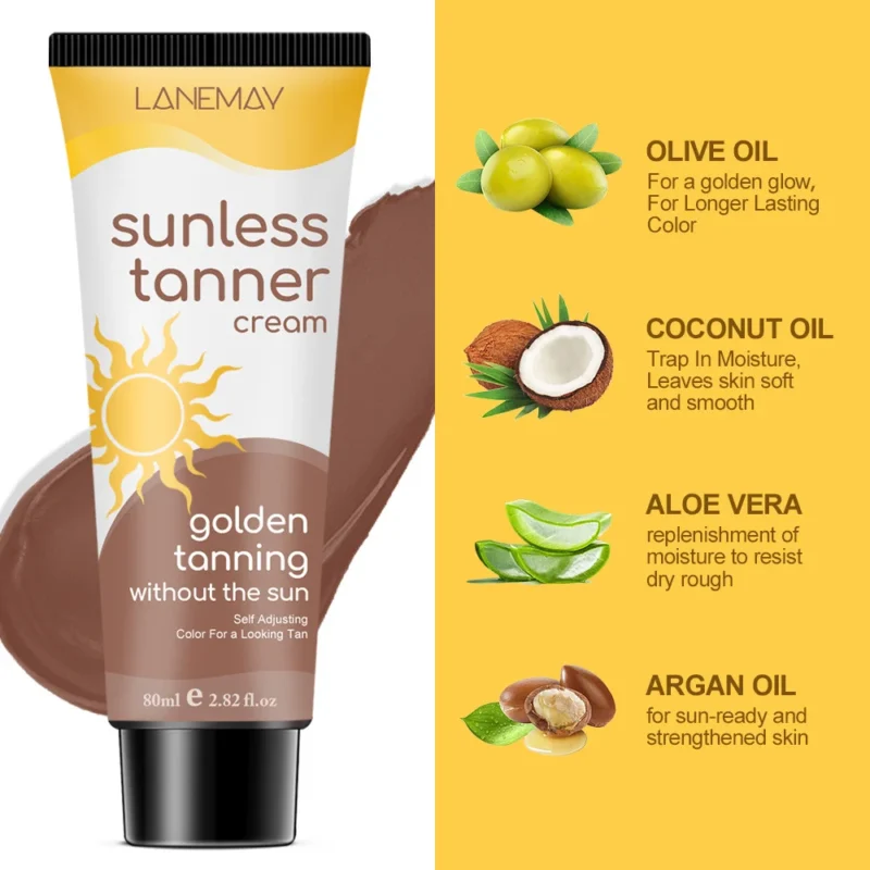sunless-tanner-cream-self-tanning-lotion-spu829553869033-1 Sunless Tanner Cream Self Tanning Lotion for Golden Bronze Glow with Coconut & Argan Oil (80ml)