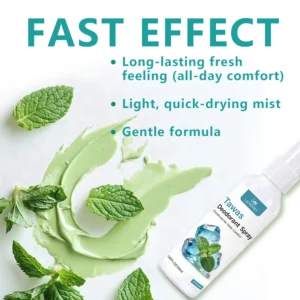 Tawas Deodorant Spray for 24H Odor Control & Long-Lasting Freshness (Peppermint, 100ml)