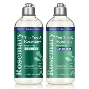 Tea Tree & Rosemary Shampoo and Conditioner Set - Rebalancing Scalp Treatment & Hair Strengthening Kit (300ml)