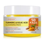 Turmeric Kojic Acid Cleansing Pads for Deep Pore Cleaning & Skin Brightening, 50 Count Disposable Facial Wipes